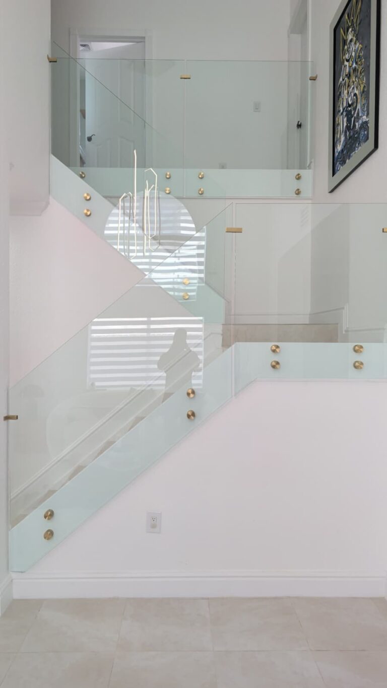 Glass railing on gold stand off system