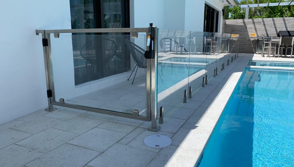 golden beach glass railing