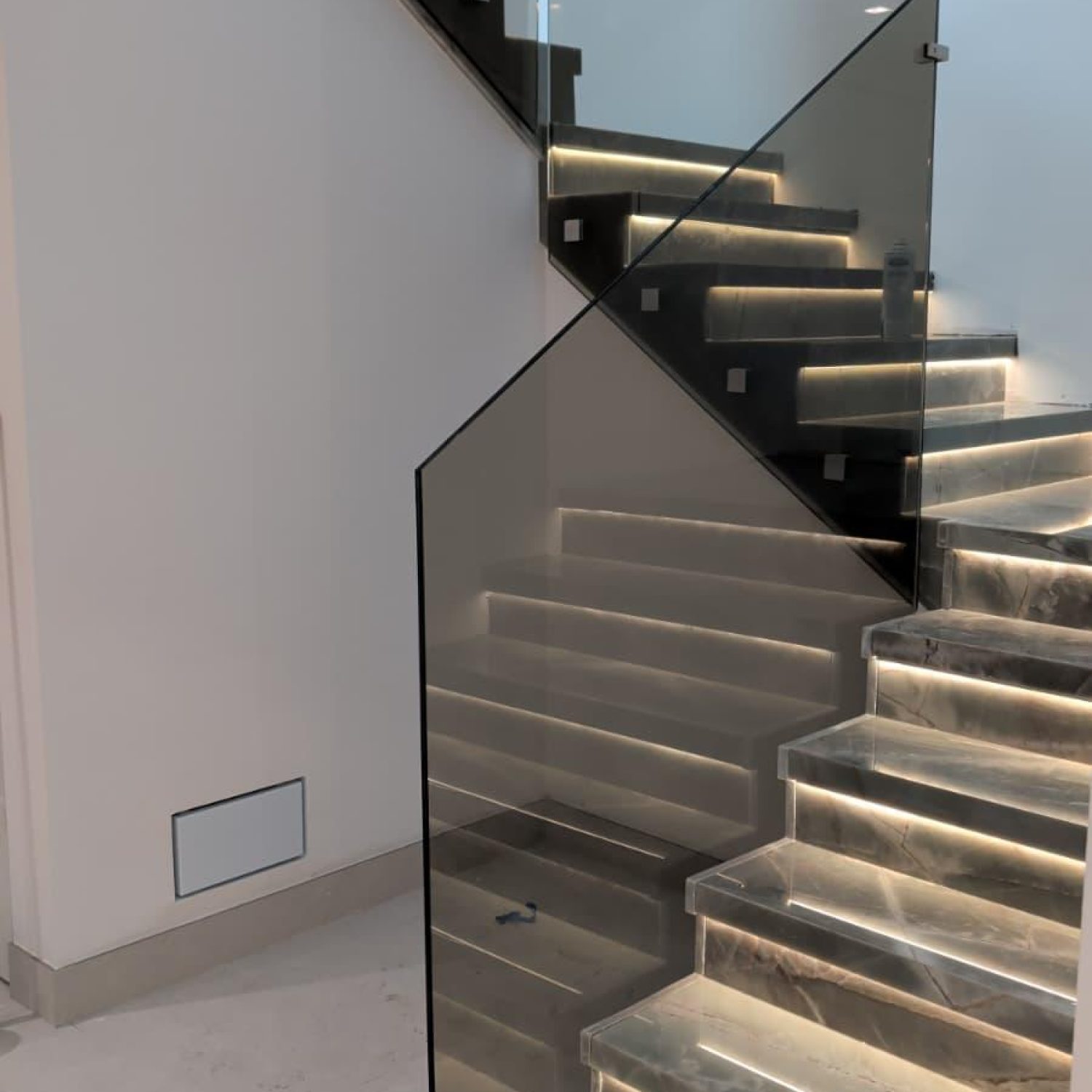 smokey grey glass railing